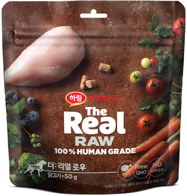 하림펫푸드 어덜트 강아지 더리얼 로우 건조사료, 닭, 50g, 1개