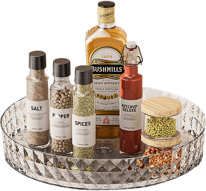 코히모 다용도 360도 회전식 양념통 정리 수납 트레이 4W487, 1개, 투명