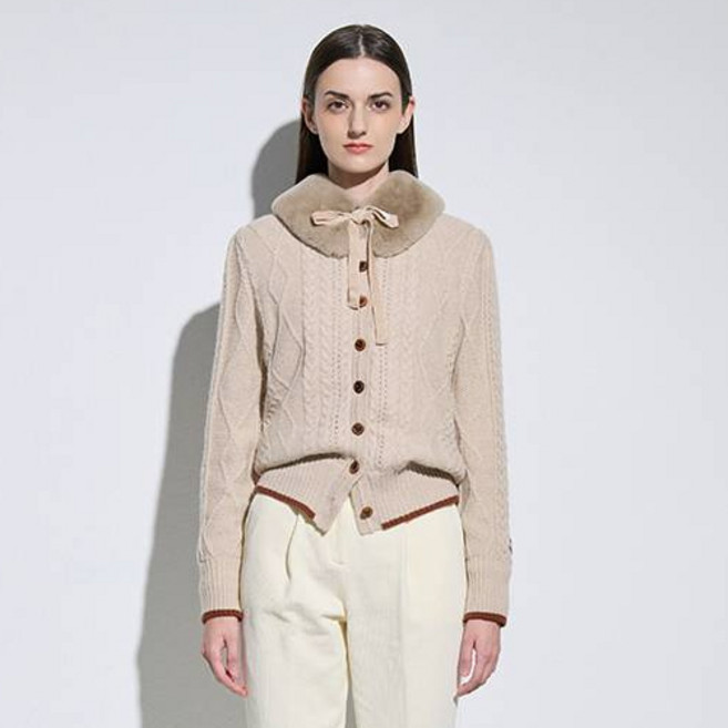 Garment Golf 女款防風麻花毛絨開襟衫