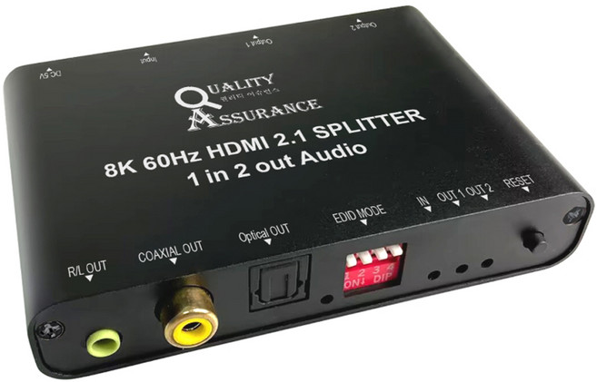 퀄리티어슈런스 HDMI 2.1버전 8K 60Hz 1대2 영상 분배기 오디오 출력, 1개, Q8K60HZEDID3AV