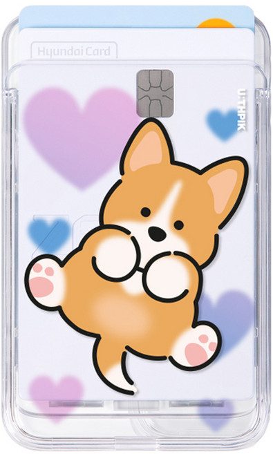 유스픽 디자인 맥세이프 슬라이드 투명 카드포켓, 31 왕왕귀여워발라당 코기, 1개
