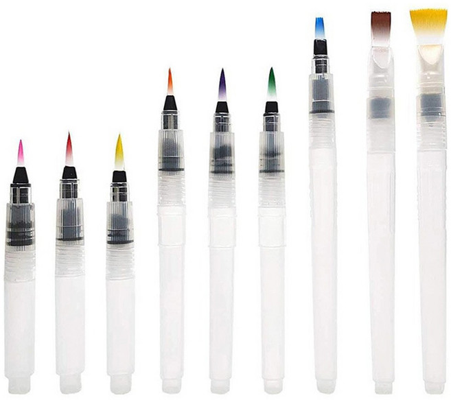 마다꾸미 수채화 워터 브러쉬 9종, 1세트