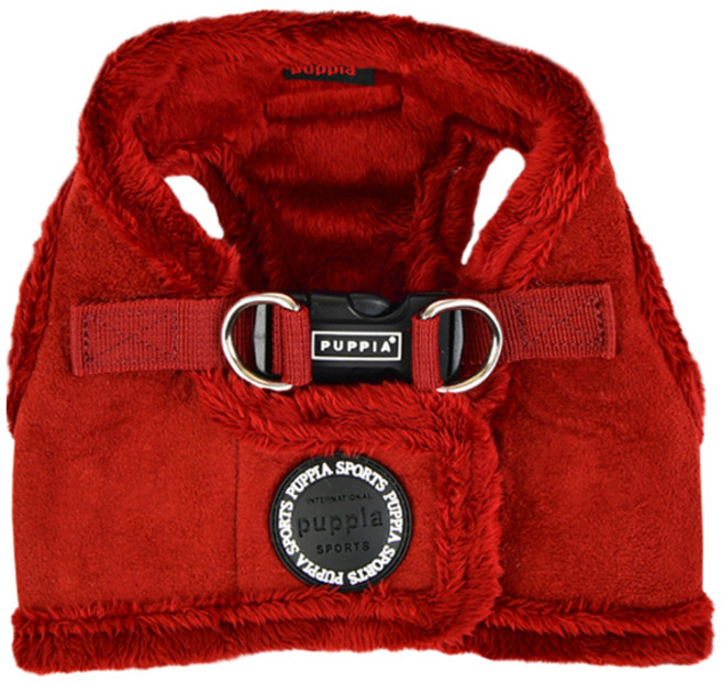 퍼피아 강아지 스웨드 겨울 하네스 가슴줄 B, WINE, 1개