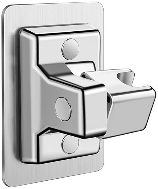 무식이네 강력 접착식 고급 각도조절 샤워기 거치대, 실버