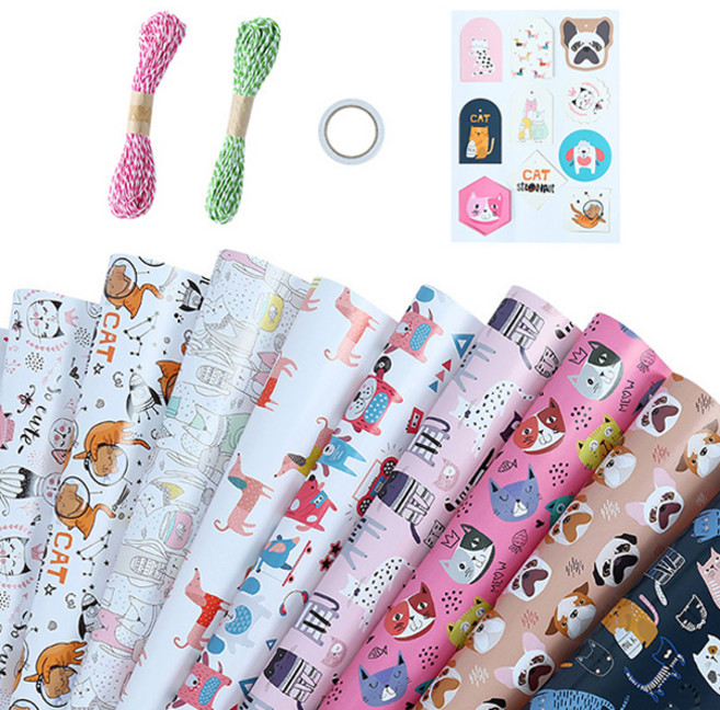 에이비엠코리아 귀여운 애니멀 선물 포장지 9종 세트, 혼합색상, 1세트