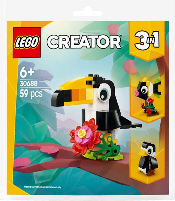 레고 30688 열대 큰부리새, 혼합색상, 1개