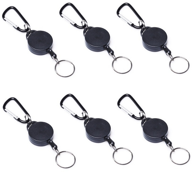 코히모 와이어 분실방지 키홀더 4W488, 블랙, 6개