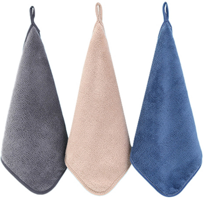 올웨일리 극세사 심플 고리 주방 행주 그레이 + 블루 + 베이지 세트 TSP1702, 1세트