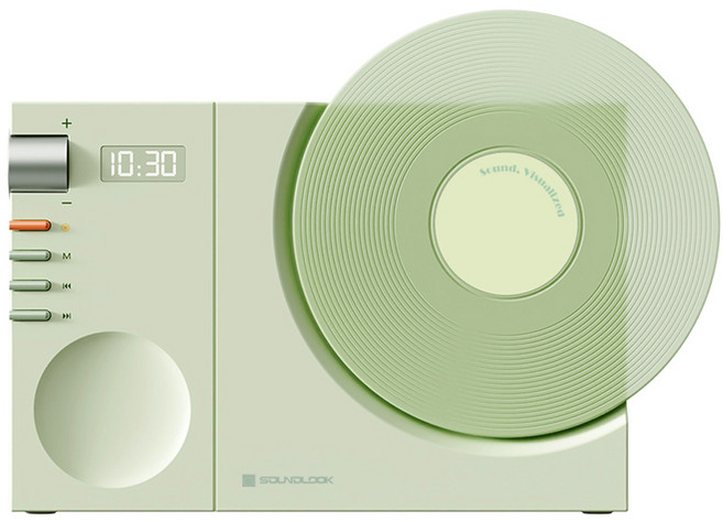 사운드룩 바이닐무드 LP 디지털 시계 블루투스 스피커, SL-BS800, 그린