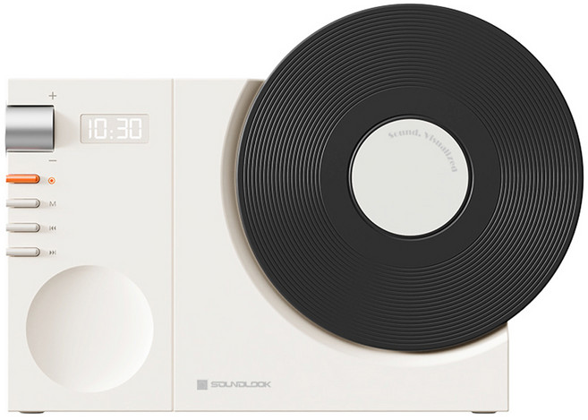 사운드룩 바이닐무드 LP 디지털 시계 블루투스 스피커, SL-BS800, 화이트