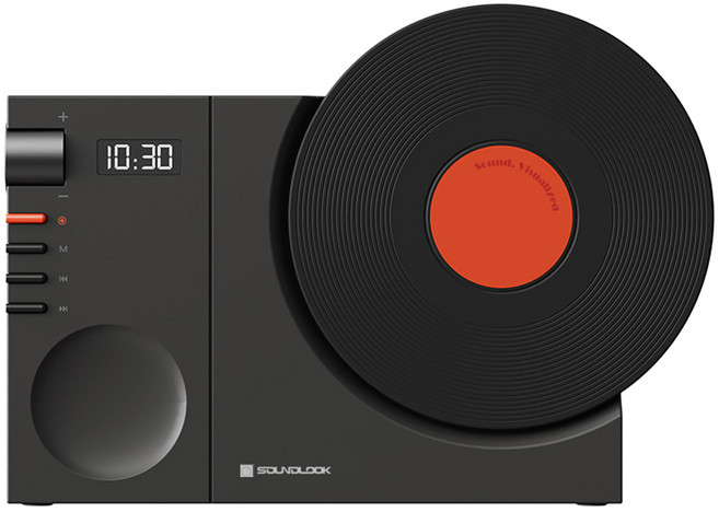 사운드룩 바이닐무드 LP 디지털 시계 블루투스 스피커, SL-BS800, 블랙