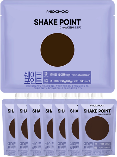MIACHOO Shake Point 牛奶巧克力味蛋白粉 7入, 1個, 280g