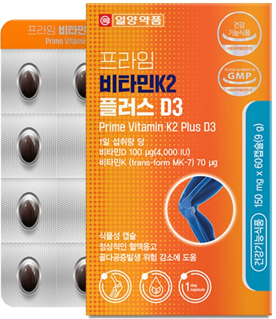 일양약품 프라임 비타민K2 플러스 D3 9g, 1개, 60정 - 쿠팡