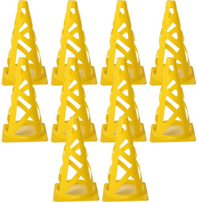 마켓플랜 필드 드리블 훈련 칼라콘, 옐로우, 10개
