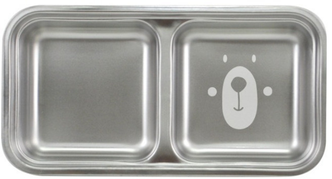 키친유 유아용 베어 스텐 304 2칸 깊은 식판, 단품, 1개