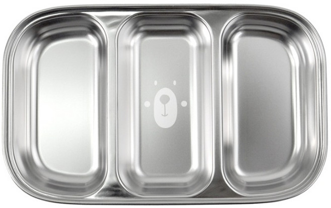 키친유 유아용 베어 스텐 304 3구 나눔접시, 단품, 1개