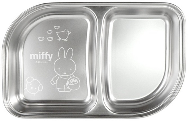 키친유 유아용 미피 스텐 304 라운드 2구 나눔접시, 1개, 단품