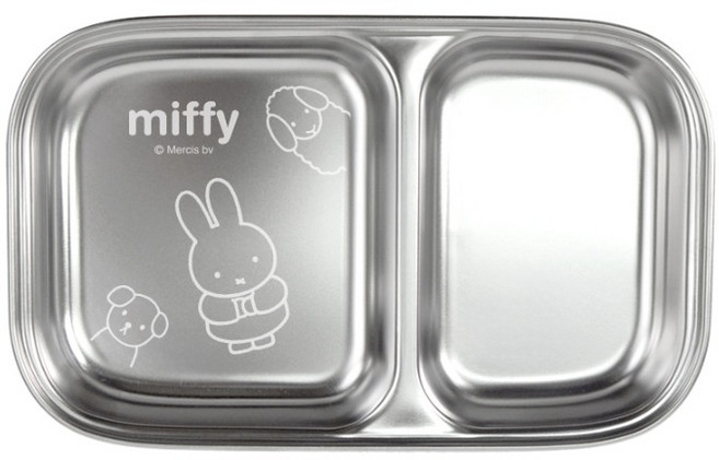 키친유 유아용 미피 스텐 304 2구 나눔접시, 1개, 단품