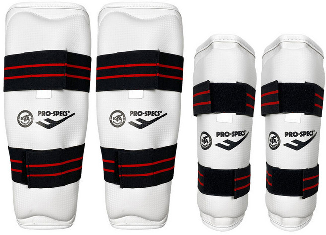 프로스펙스 PU 태권도보호대 팔꿈치 + 정강이 세트, 화이트, 1개