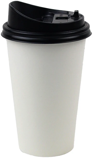 아이엔피 화이트무지 종이컵 473ml + 롱개폐 뚜껑 세트, 50개입, 1세트 - 쿠팡