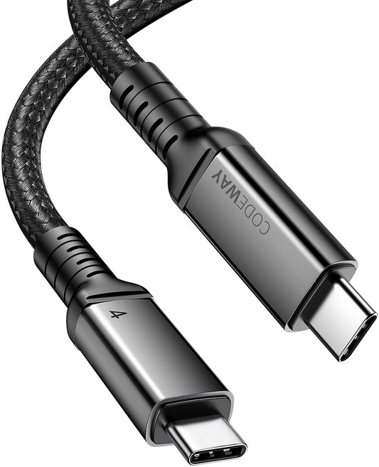 코드웨이 C타입-C타입 USB4 8K 썬더볼트4 호환 240W 40Gbps 고속충전 데이터 케이블, 1.2m, 블랙 + 그레이, 1개