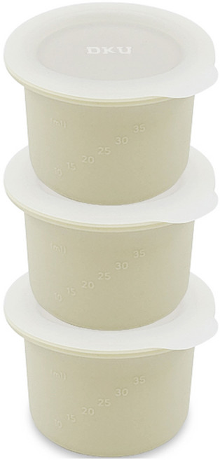 디자인앤쿠 캡슐형 실리콘 미니멀 캡슐 이유식 보관용기 3p, 35ml, 아이보리, 1세트