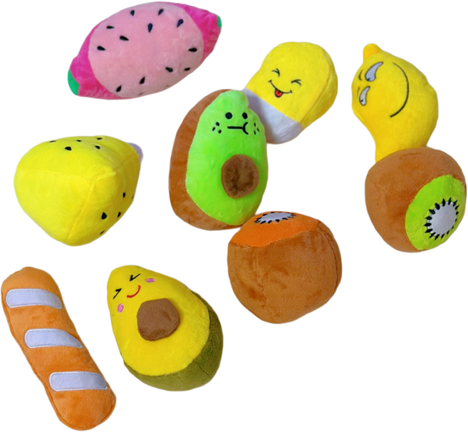 MAAH 강아지 삑삑이 과일 이갈이 장난감 세트, 1세트, 혼합색상