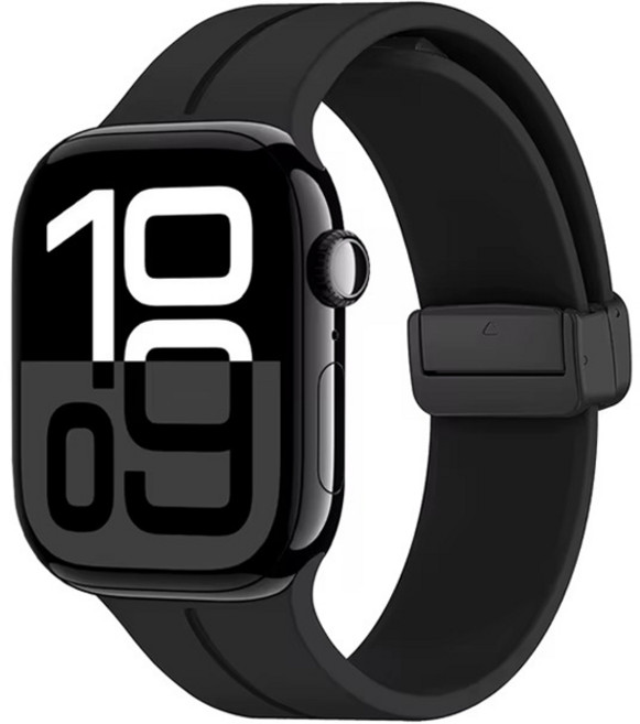 커버72 애플워치 마그네틱 디버클 실리콘 스트랩 38 / 40 / 41mm, 블랙, 1개