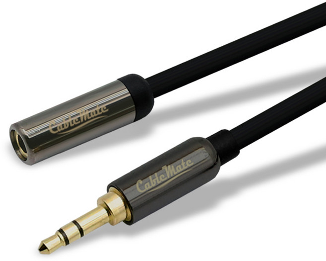 케이블메이트 스테레오 AUX 3.5 OFC 골드 MF 연장 케이블 0.5m, CM3571, 블랙, 1개