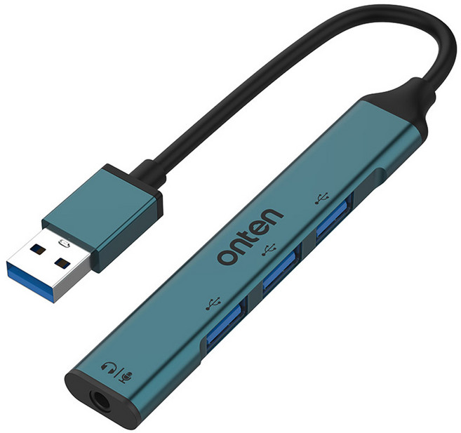 컴스 3포트 3.5mm Aux 외장형 사운드카드 겸용 USB 허브 FW076, 1개