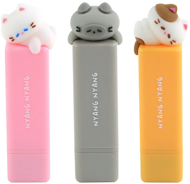 핑크풋 냥냥 미니 스탬프 3종 세트, 검정, 1세트