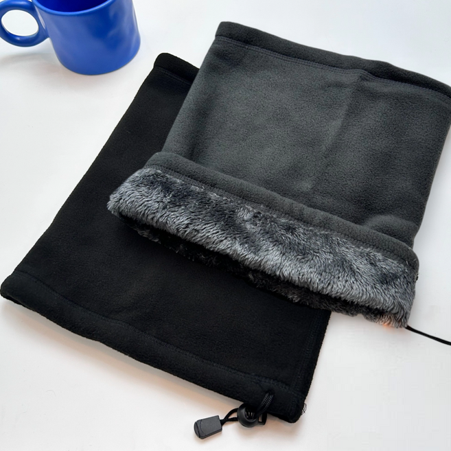 비안 동계 안감 털 방한 남성넥워머, 블랙 + 그레이, 2개