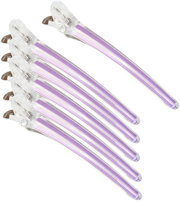 테네져 미용실 실리콘벤드 헤어집게핀 대형, 6개, 퍼플