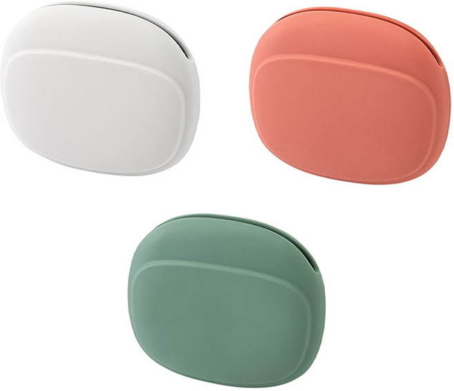 코히모 휴대용 실리콘 줄 이어폰 케이스 3종 세트, 1세트, 그레이, 레드, 그린, 4W529
