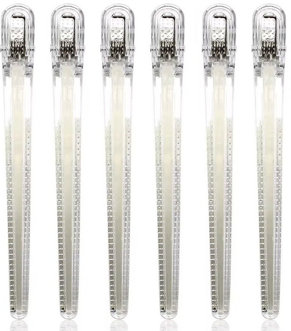 테네져 미용실 실리콘벤드 헤어집게핀 대형, 6개, 화이트