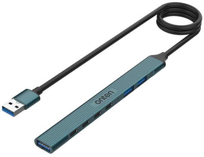 온텐 C타입 4포트 + A타입 3포트 USB 멀티 허브 FW072, 1개, 그레이