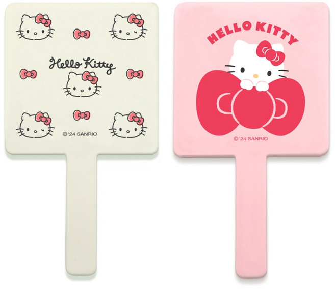 뷰티홈 산리오 헬로키티 미니 손거울 2종 세트, 연핑크(미니), 아이보리(패턴 미니), 1개