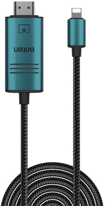 온텐 iOS 8핀 HDMI 1080p 미러링 케이블 2m, 1개