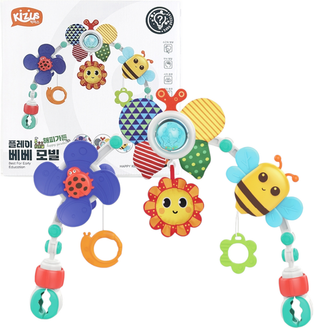 키저스 플레이 베베 유모차 모빌 장난감, 그린 해피가든, 1개