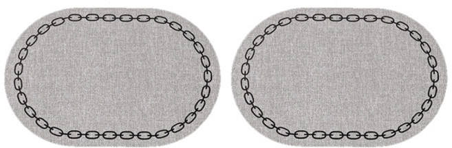 마켓피오 주방 라인 체인 타원형 식탁 매트, 타입 4, 2개, 45 x 30 cm
