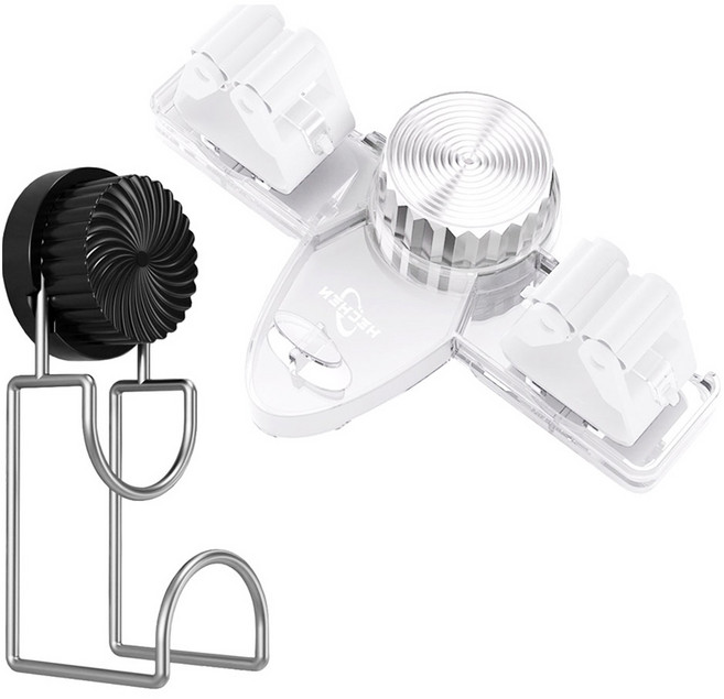 모나코올리브 이중흡착 다이얼 더블 밀대걸이 + 대야걸이 세트, 밀대걸이(투명) + 대야걸이(블랙), 1세트