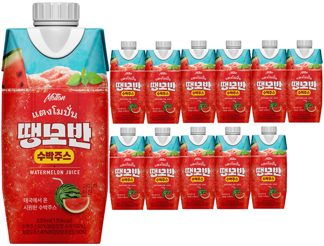 TAKO 모션 땡모반 수박 주스, 12개, 330ml