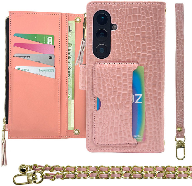 엑씨 크로커 가죽 패턴 핸디 스트랩 목걸이 체인 줄 지갑 다이어리 휴대폰 케이스