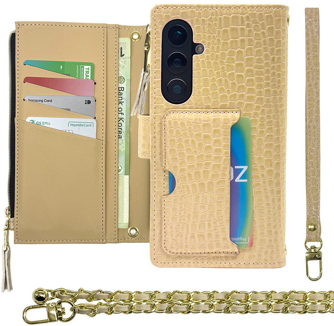 엑씨 크로커 가죽 패턴 핸디 스트랩 목걸이 체인 줄 지갑 다이어리 휴대폰 케이스