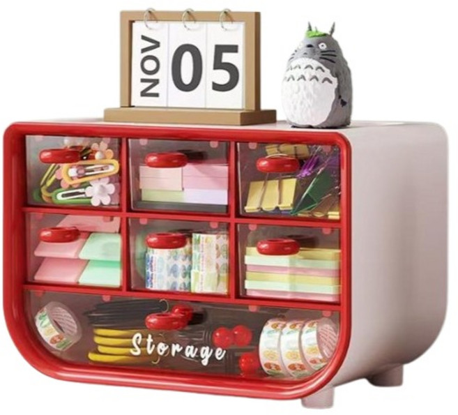 레드캐비넷 미니핀 스토리지 다용도 악세사리 보관함, 1개, 레드