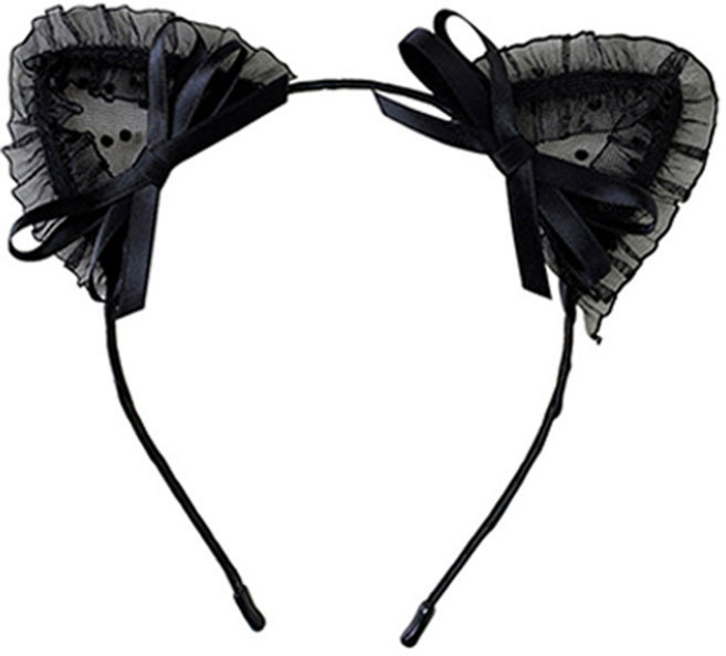 미미파티 고양이 파티 코스프레 머리띠, 리본레이스 캣, 1개