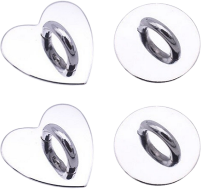밝은리빙 부착용 악세사리 키링 고정 고리 하트 2p + 라운드 2p 세트, 실버, 1세트