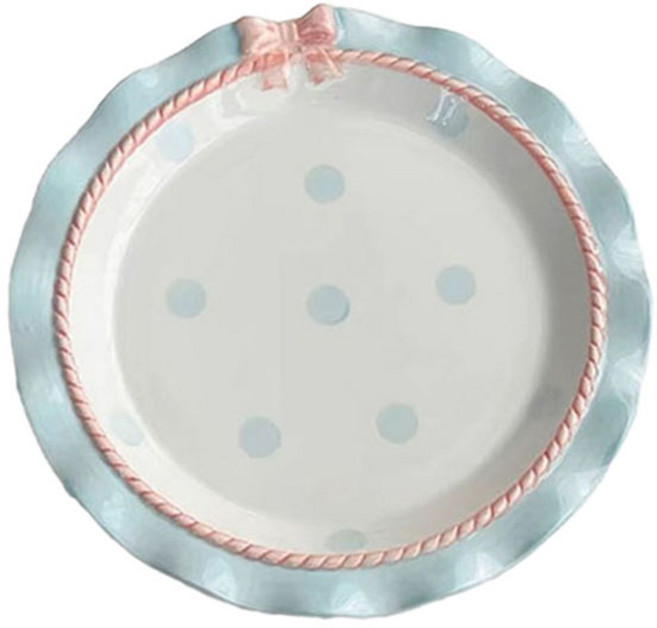 모던지 도트 무늬 리본 접시 YJ745, 블루, 1개