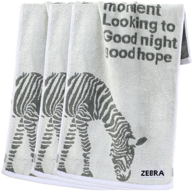 파라다이소 PDS리빙 스타일리시 얼룩말 뱀부 타올 73cm x 33cm 130g 30수 뱀부얀, 그린, 3개