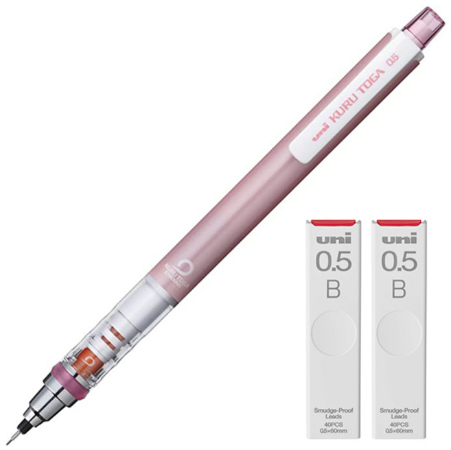 유니 쿠루토가 샤프 스탠다드 모델 베이비핑크 M5-450 + 쿠루토가 전용 샤프심 B 2p 세트, 0.5mm, 1세트